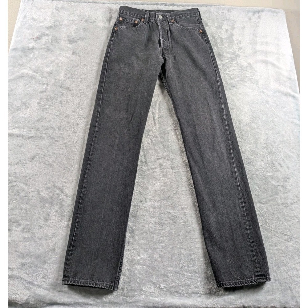 VTG Levis 501 Jeans Mens 31x36 Black Faded Button Fly USA Made 90s Denim